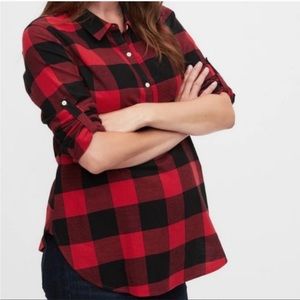 Gap FlannelRed Black Checkered Tunic Flannel Top Size XS